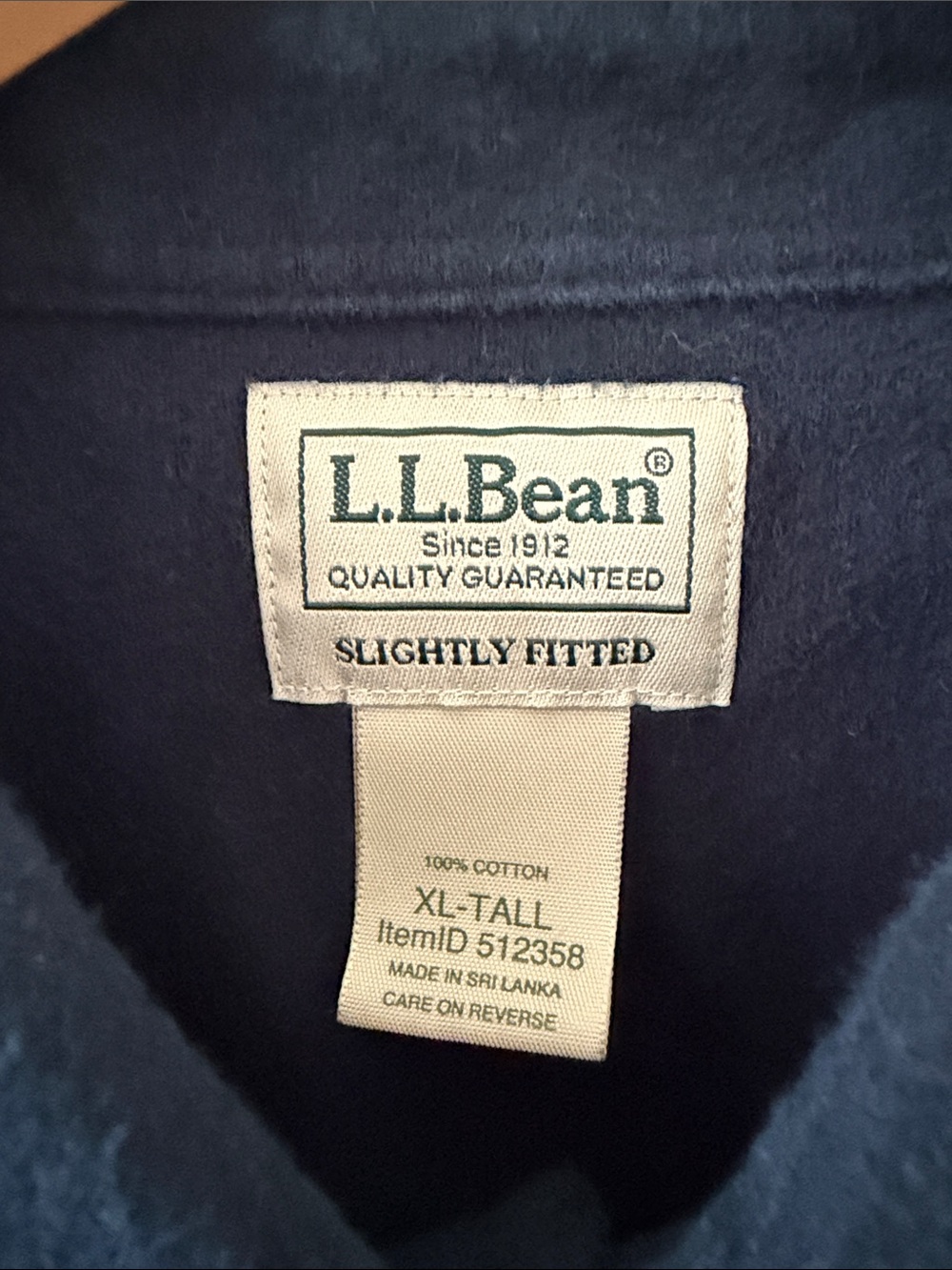 LL BEAN Chamois Slightly Fitted Button Down Shirt Navy Size XL-TALL - Picture 5 of 8